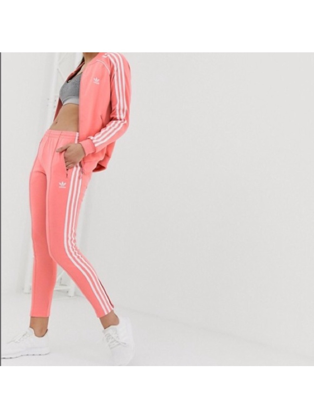 adidas Women’s Pink Track Joggers with Side Stripes - Picture 9 of 11